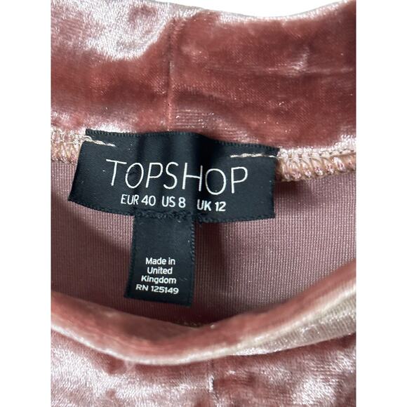 Topshop Pink Velour Sleeveless Highneck Twisted Crop Top US Sz 8 New - Picture 3 of 5